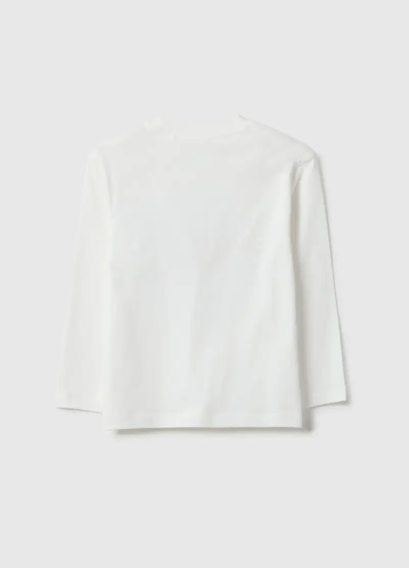 Maglietta Bianca Da Bambino In Puro Cotone Over Fit Con Stampa, Bianco miniatura 2
