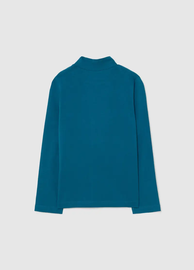 Maglietta Blu A Collo Alto Da Bambino In Misto Cotone Regular Fit, Blu miniatura 2