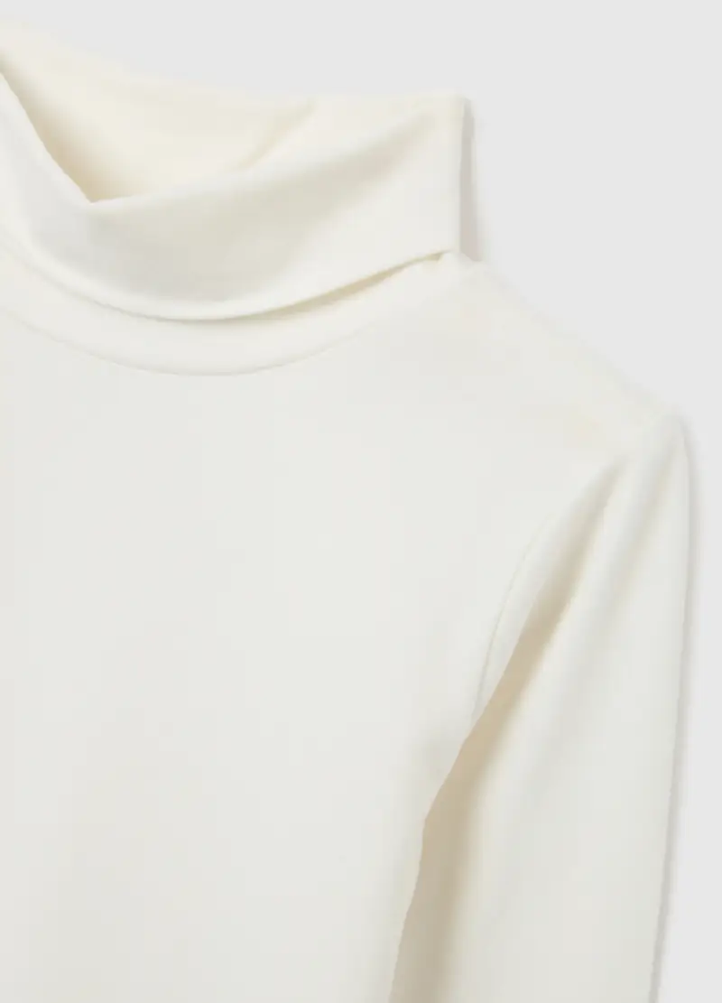 Maglietta Da Bambina In Cotone Elasticizzato Bianca Regular Fit, Bianco miniatura 3