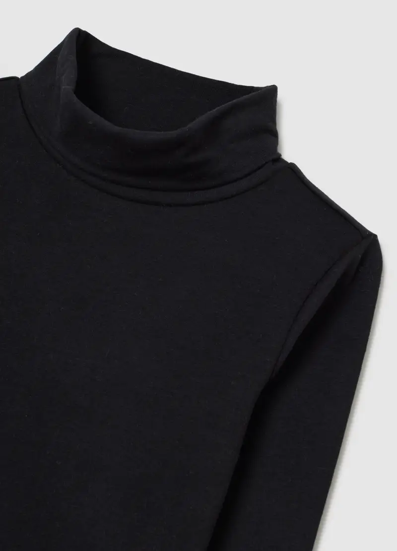 Maglietta Da Bambina In Cotone Elasticizzato Nera Regular Fit, Nero miniatura 3