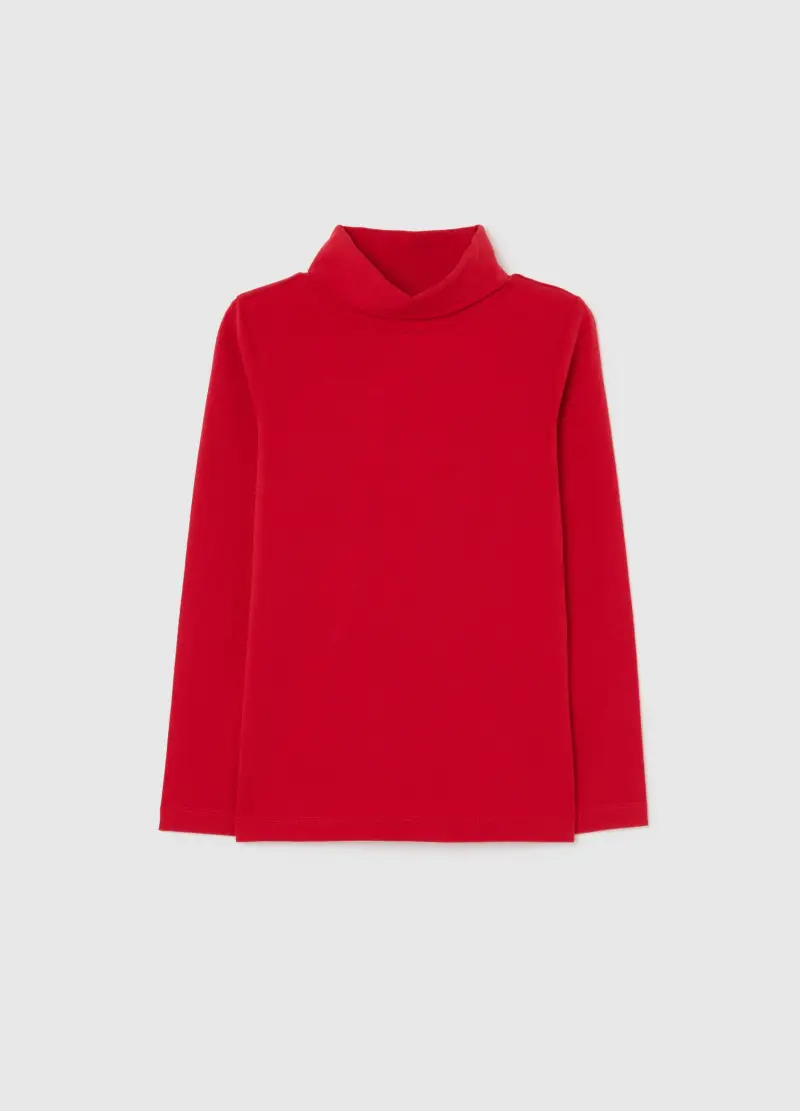 Maglietta Da Bambina In Cotone Elasticizzato Rossa Regular Fit, Rosso