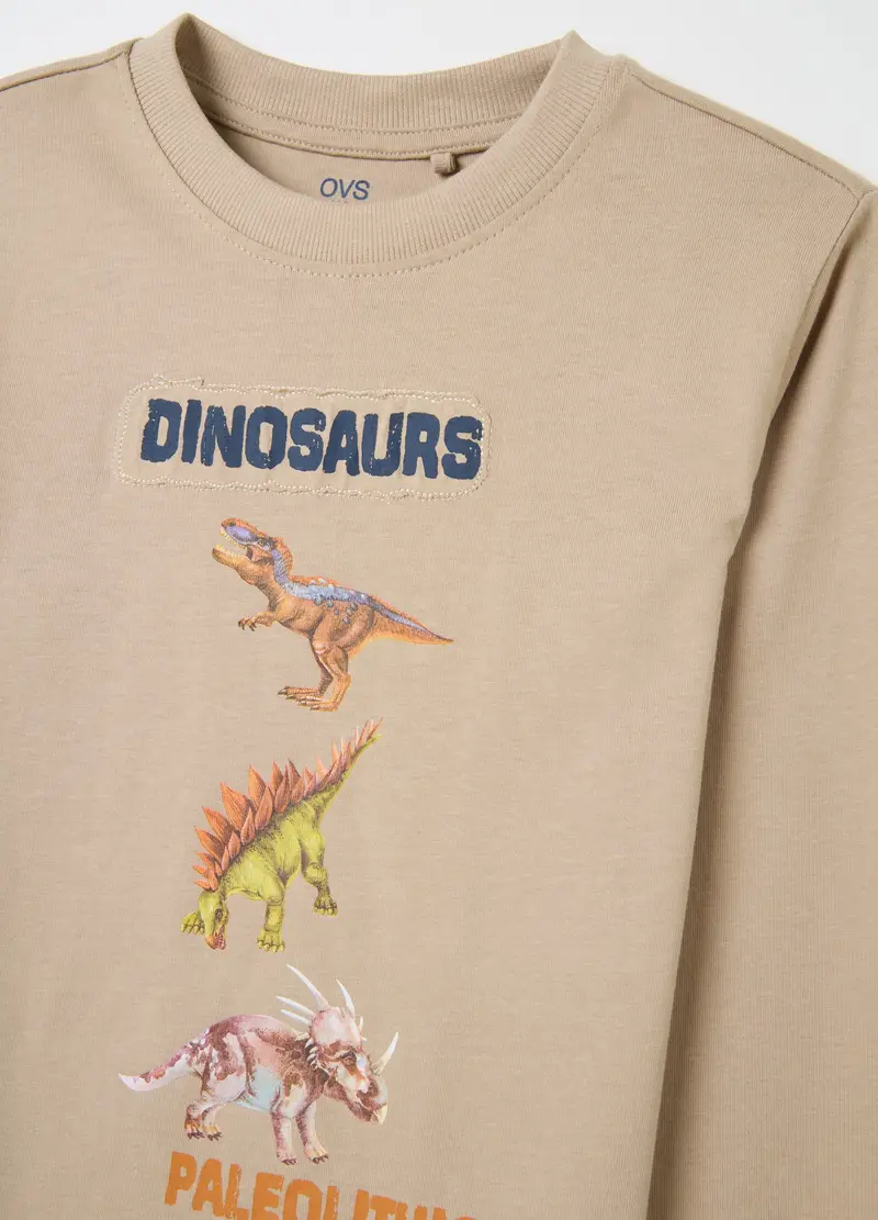 Maglietta Da Bambino In Puro Cotone Beige Regular Fit, Beige miniatura 3