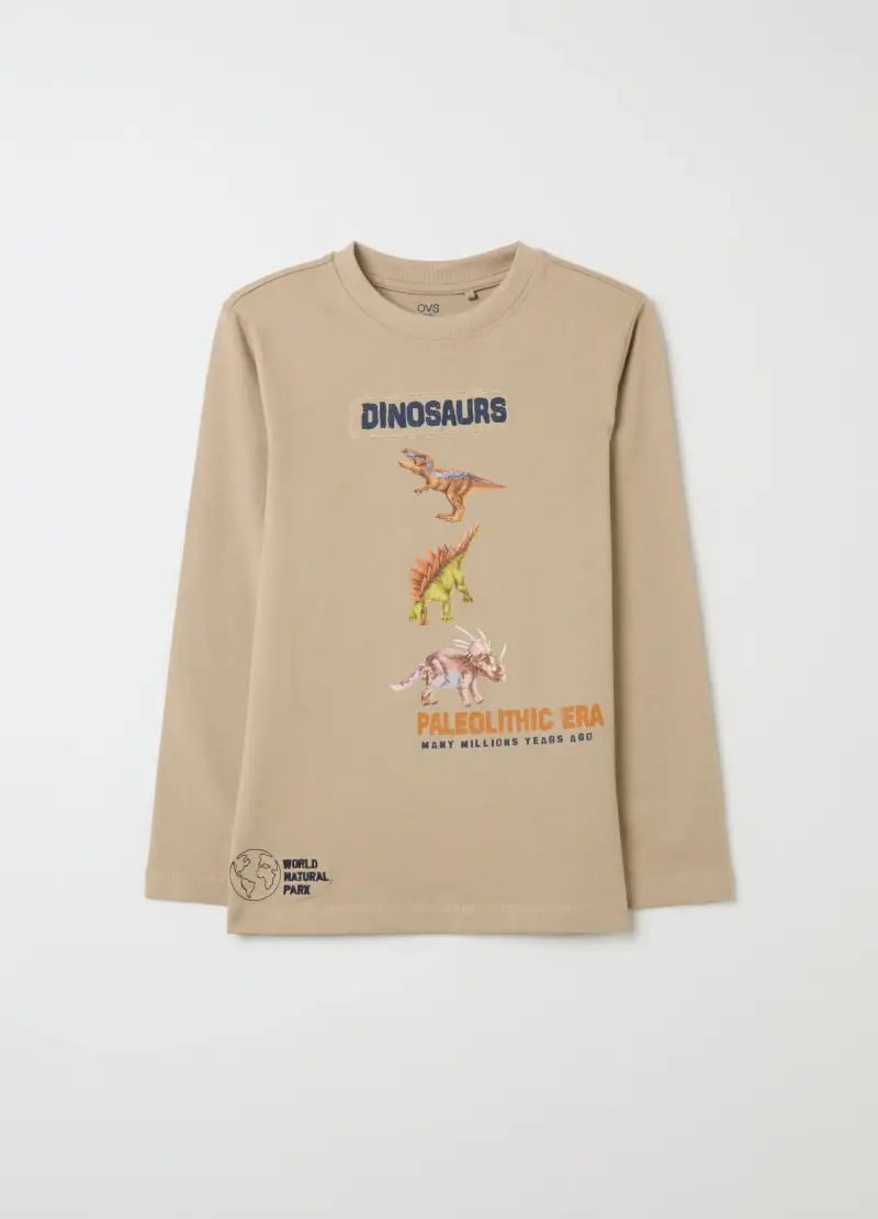 Maglietta Da Bambino In Puro Cotone Beige Regular Fit, Beige