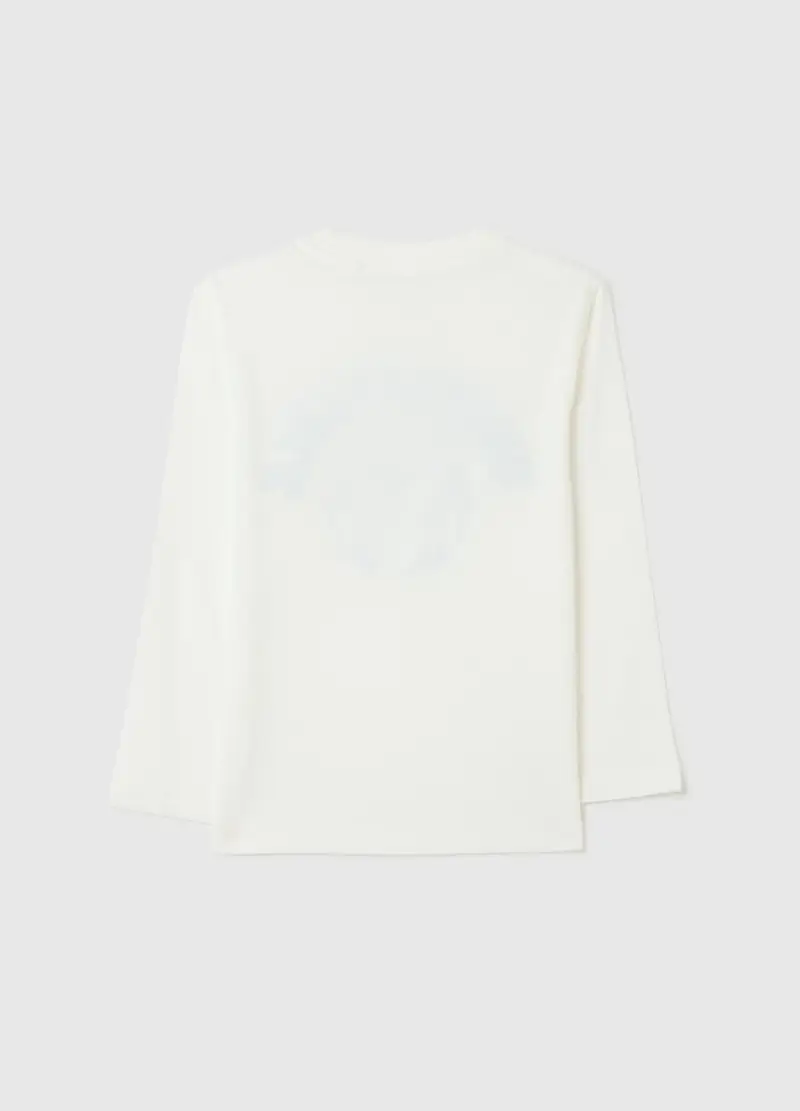 Maglietta Da Bambino In Puro Cotone Bianca Regular Fit Con Bulldog, Bianco miniatura 2