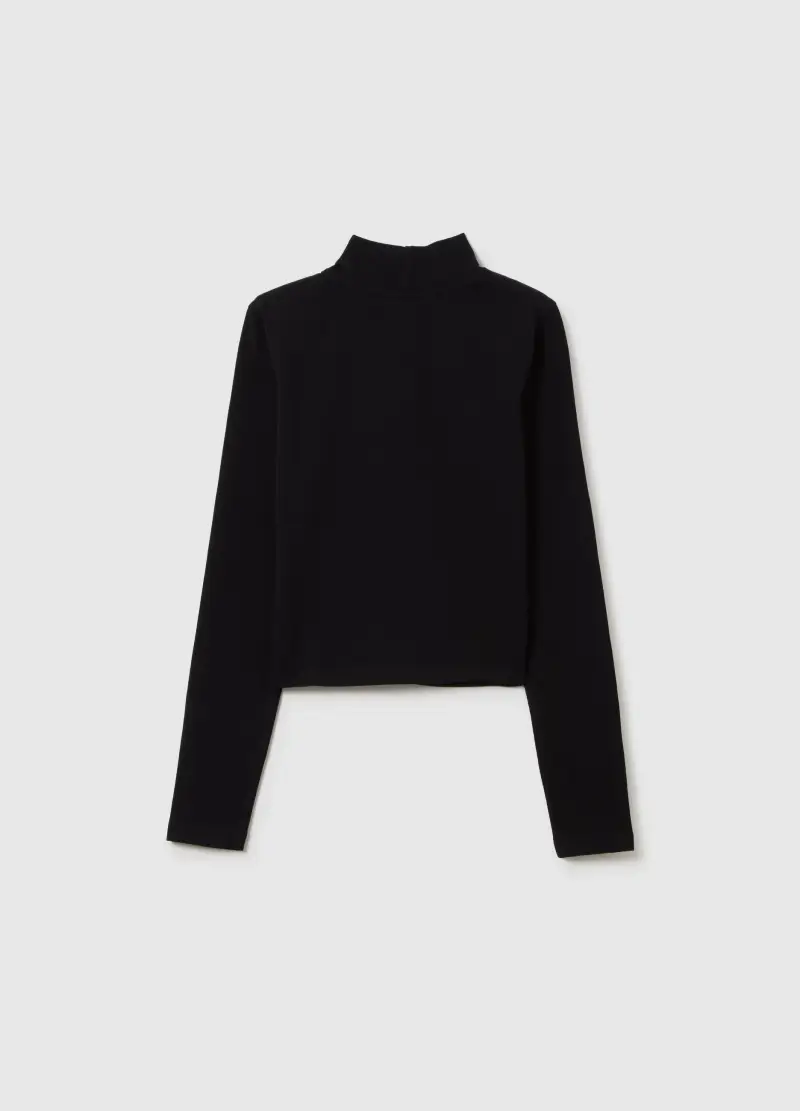 Maglietta Da Ragazza In Misto Cotone Elasticizzato Nera, Bambina, Nero miniatura 2