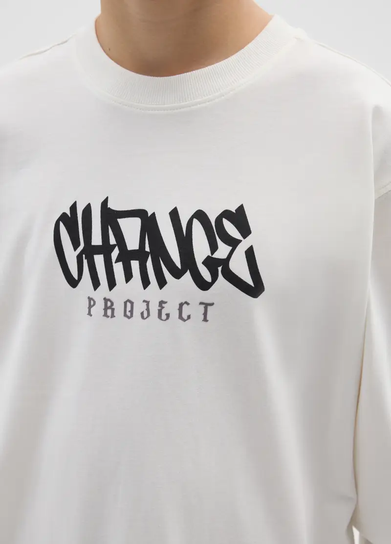 Maglietta Da Ragazzo In Puro Cotone Bianca Regular Fit, Bambino, Bianco miniatura 3