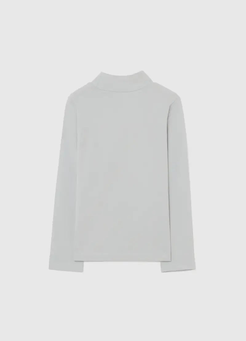 Maglietta Grigia A Collo Alto Da Bambino In Misto Cotone Regular Fit, Grigio miniatura 2