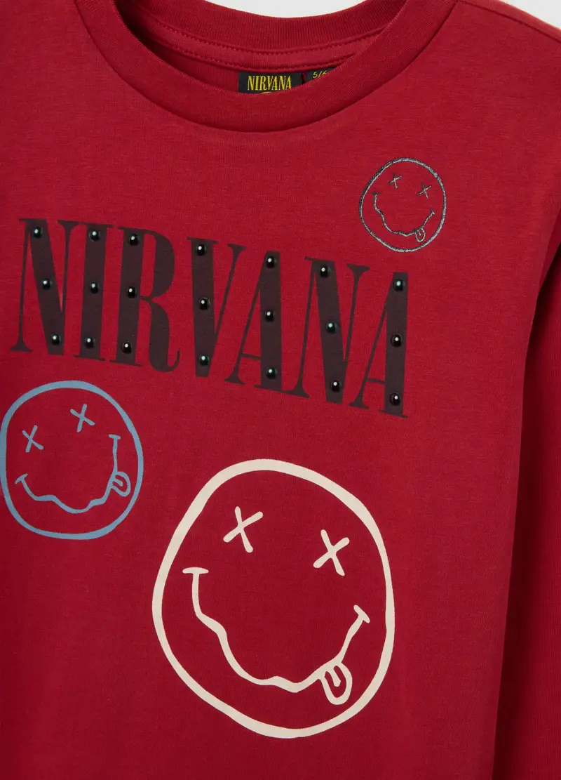 Maglietta Rossa A Maniche Lunghe In Cotone, Bambino, Rosso miniatura 3