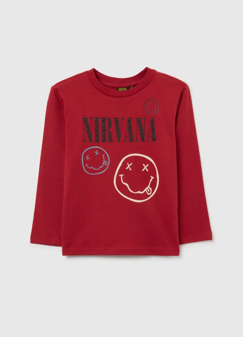 Maglietta Rossa A Maniche Lunghe In Cotone, Bambino, Rosso