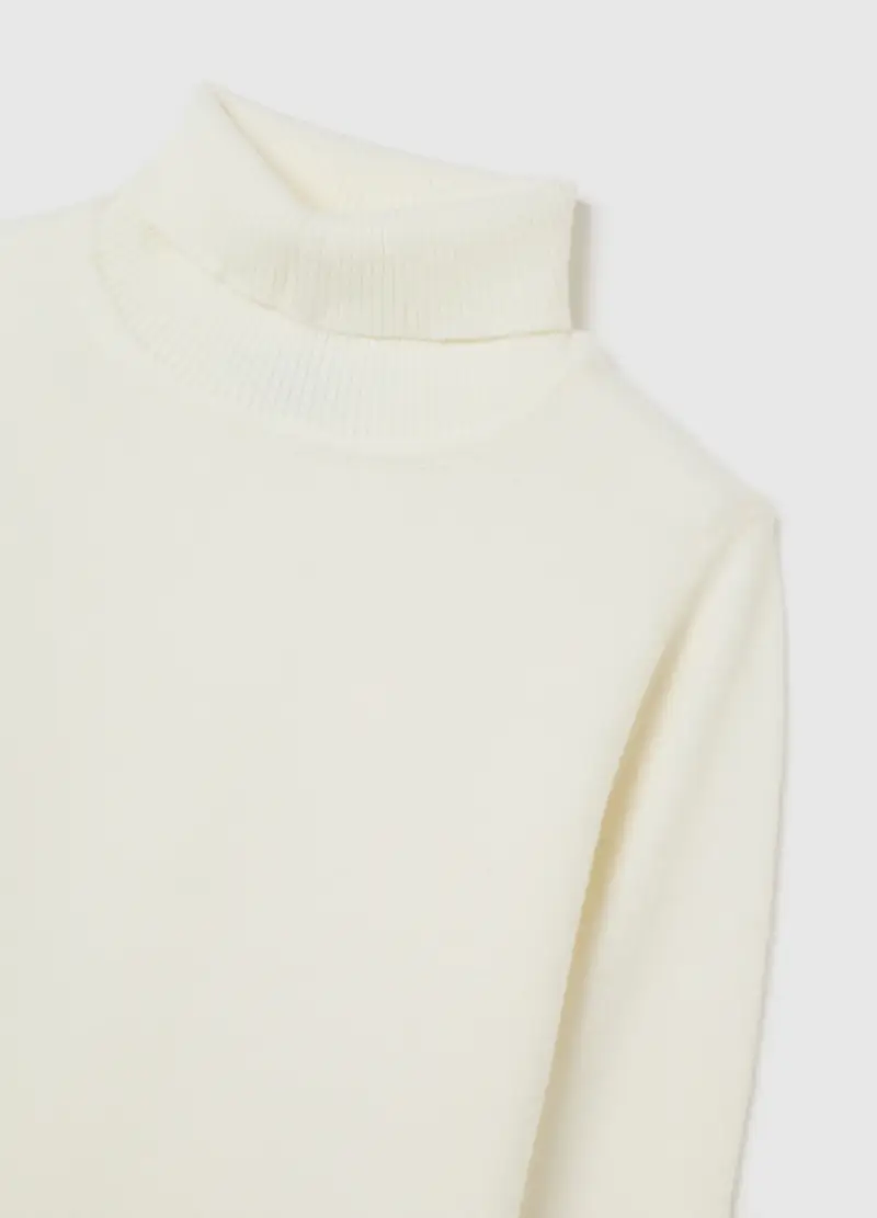 Maglione A Collo Alto Bianco Da Bambino Regular Fit, Bianco miniatura 3