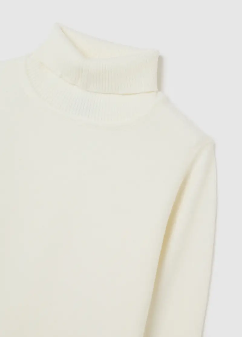 Maglione A Collo Alto Bianco Da Bambino Regular Fit, Bianco miniatura 3