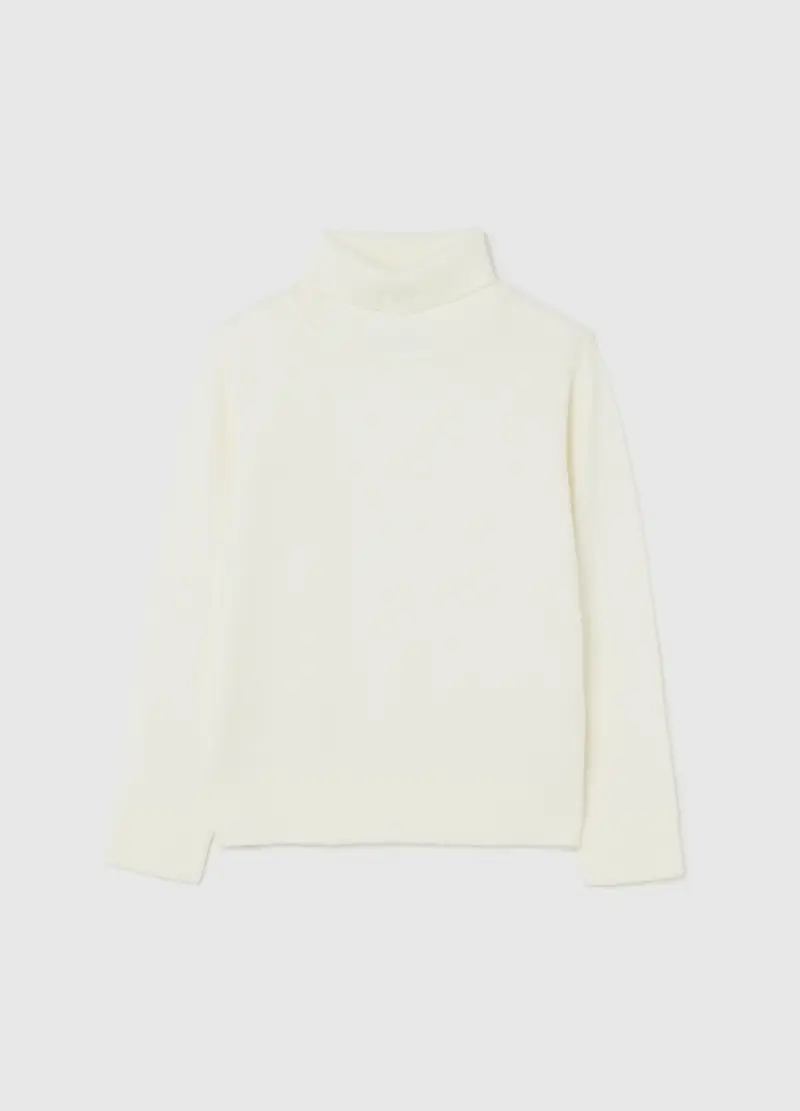 Maglione A Collo Alto Bianco Da Bambino Regular Fit, Bianco