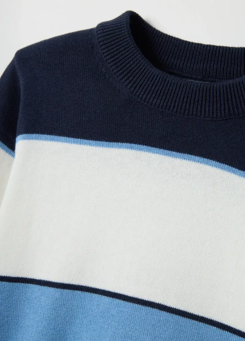 Maglione A Righe Multicolor Da Bambino In Puro Cotone Regular Fit, Multicolor miniatura 3