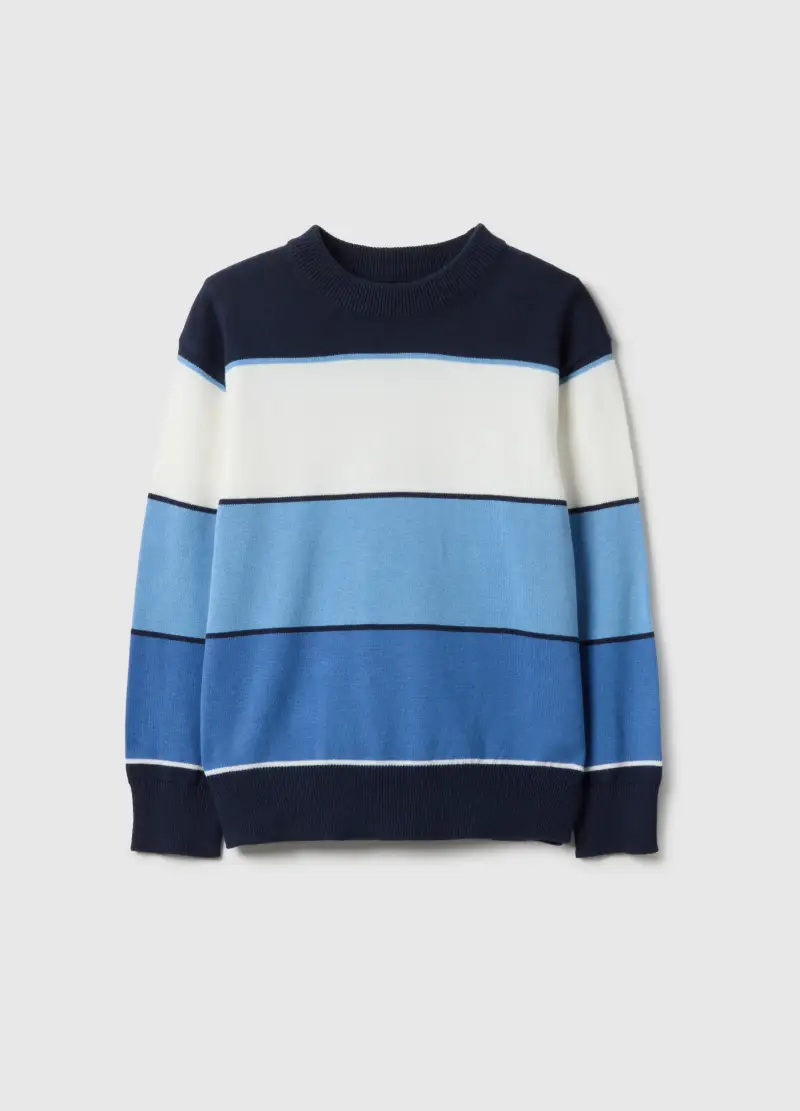 Maglione A Righe Multicolor Da Bambino In Puro Cotone Regular Fit, Multicolor