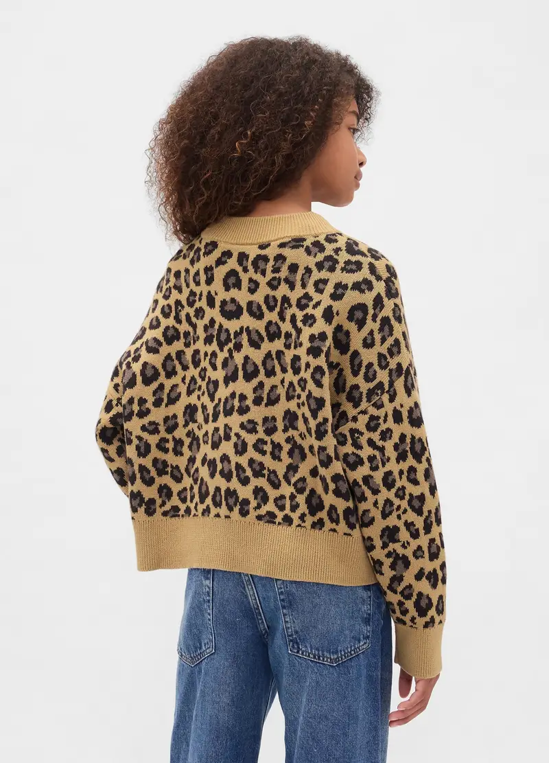 Maglione A Stampa Leopardata, Bambina, Beige miniatura 2