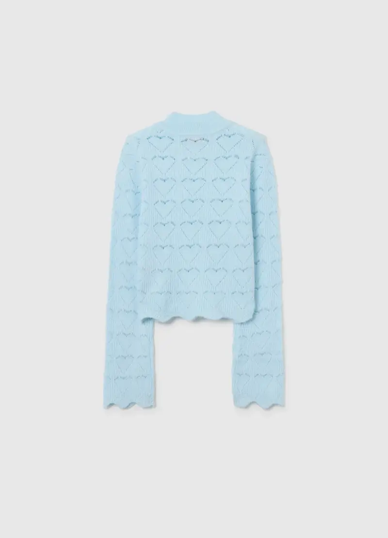 Maglione Azzurro Con Motivo A Cuori, Bambina, Azzurro miniatura 2