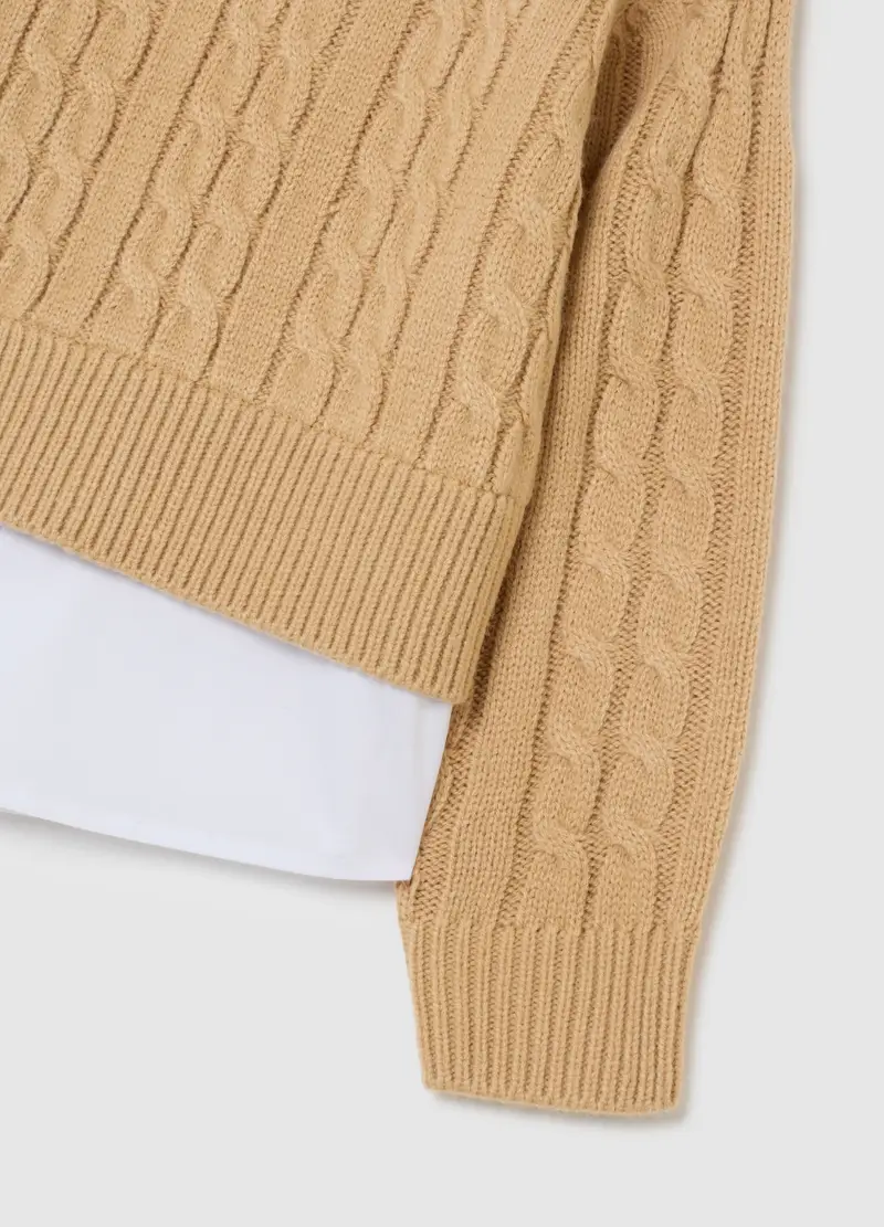 Maglione Beige Da Bambina Regular Fit Con Lavorazione A Maglia, Beige miniatura 3