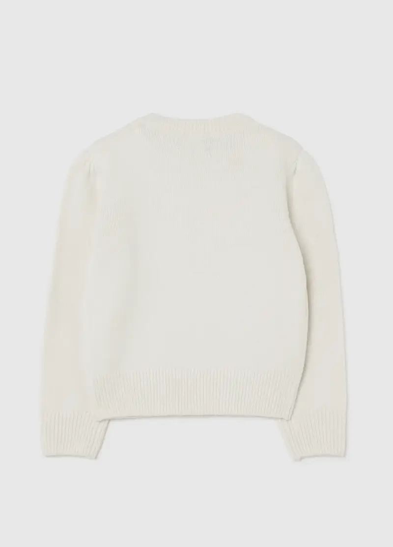 Maglione Bianco Da Bambina Regular Fit Con Brillantini, Bianco miniatura 2