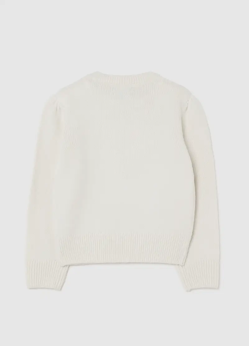 Maglione Bianco Da Bambina Regular Fit Con Brillantini, Bianco miniatura 2