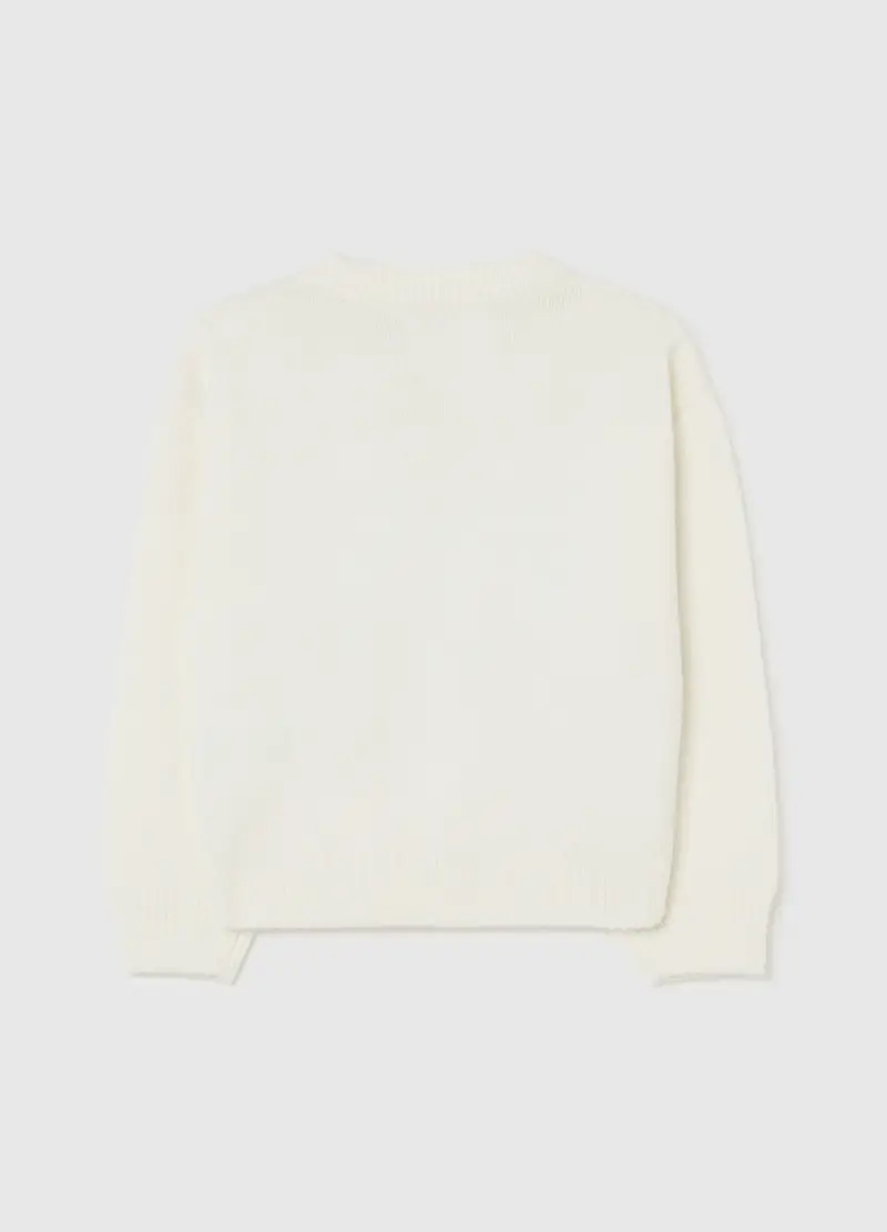 Maglione Bianco Da Bambina Regular Fit Con Cuore In Strass, Bianco miniatura 2