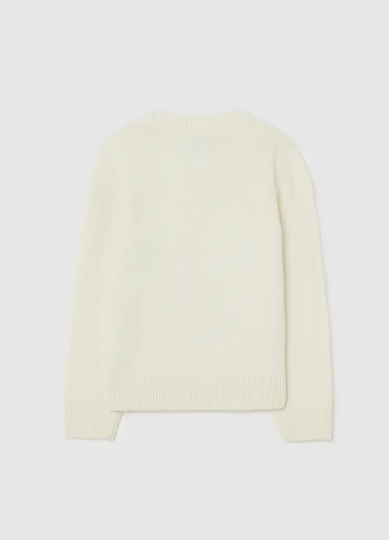 Maglione Bianco Da Bambina Regular Fit Con Decori Glitterati, Bianco miniatura 2