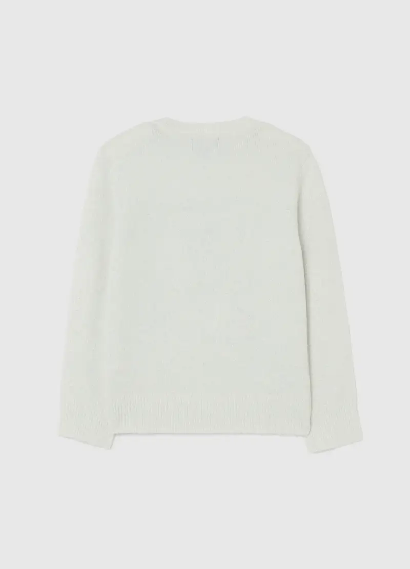 Maglione Bianco Da Bambina Regular Fit Con Motivo Orsetto E Paillettes, Bianco miniatura 2