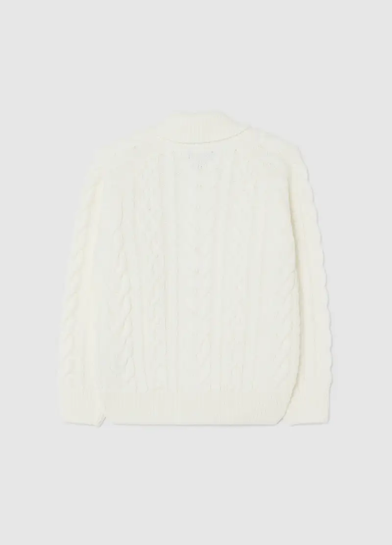 Maglione Bianco Da Bambino Regular Fit Con Lavorazione A Maglia, Bianco miniatura 2