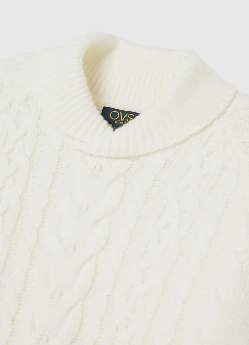 Maglione Bianco Da Bambino Regular Fit Con Lavorazione A Maglia, Bianco miniatura 3