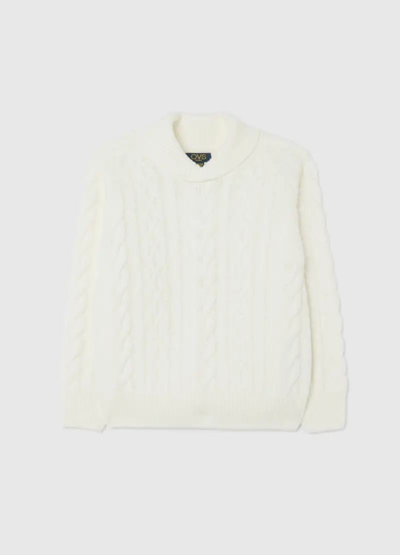 Maglione Bianco Da Bambino Regular Fit Con Lavorazione A Maglia, Bianco