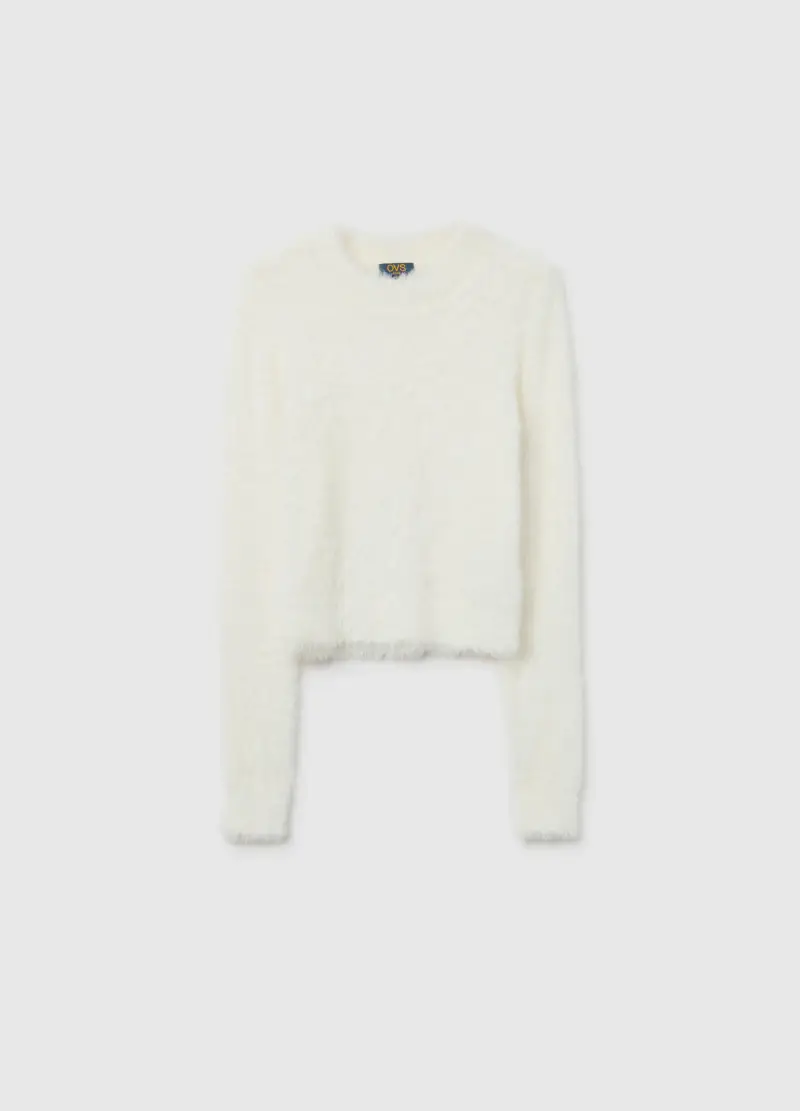 Maglione Bianco Morbido Da Ragazza Vestibilità Fitted, Bambina, Bianco