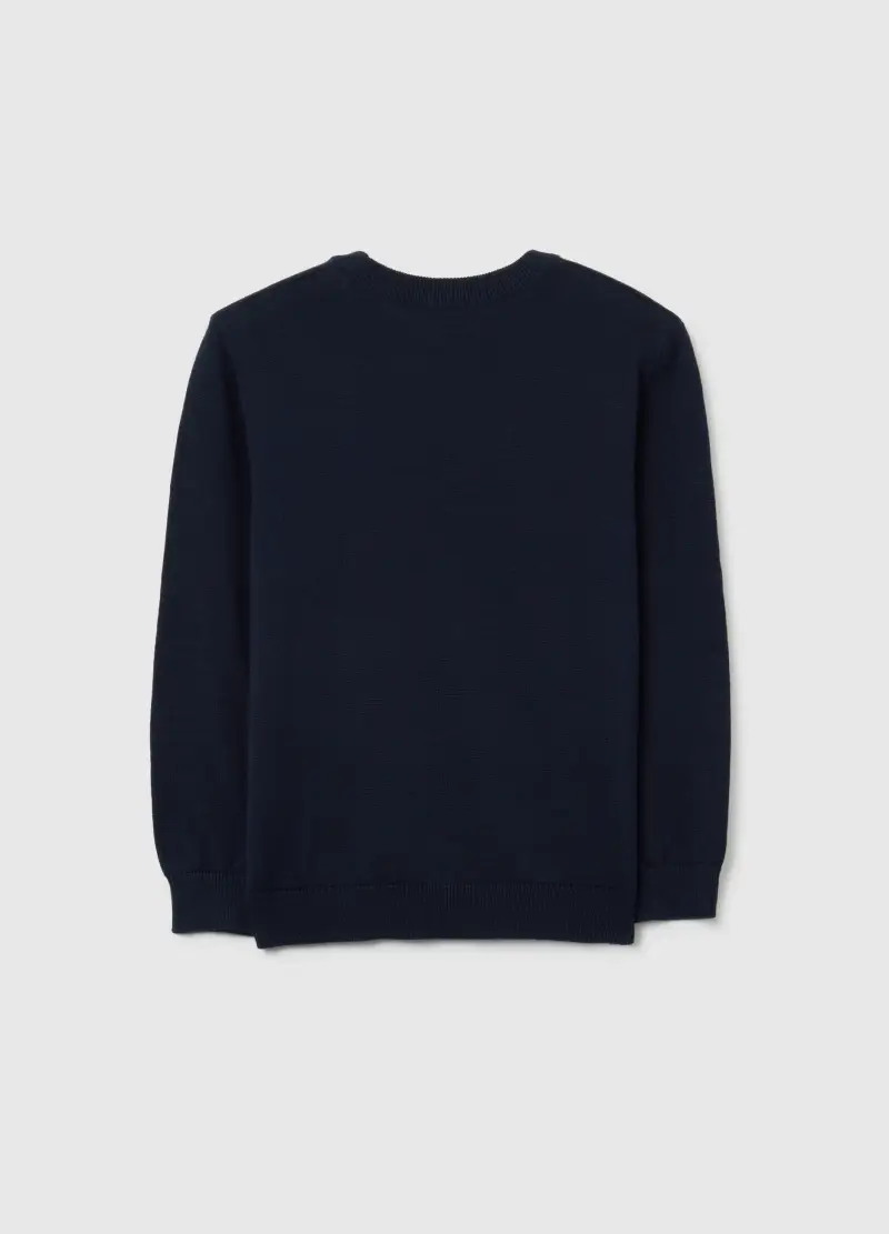 Maglione Blu Da Bambino In Puro Cotone Vestibilità Over, Blu miniatura 2