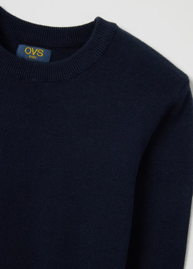 Maglione Blu Da Bambino In Puro Cotone Vestibilità Over, Blu miniatura 3