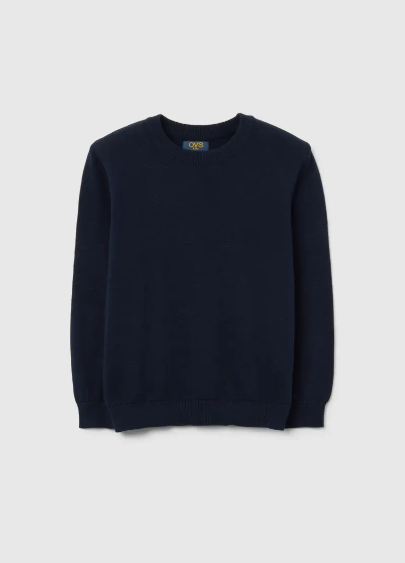 Maglione Blu Da Bambino In Puro Cotone Vestibilità Over, Blu