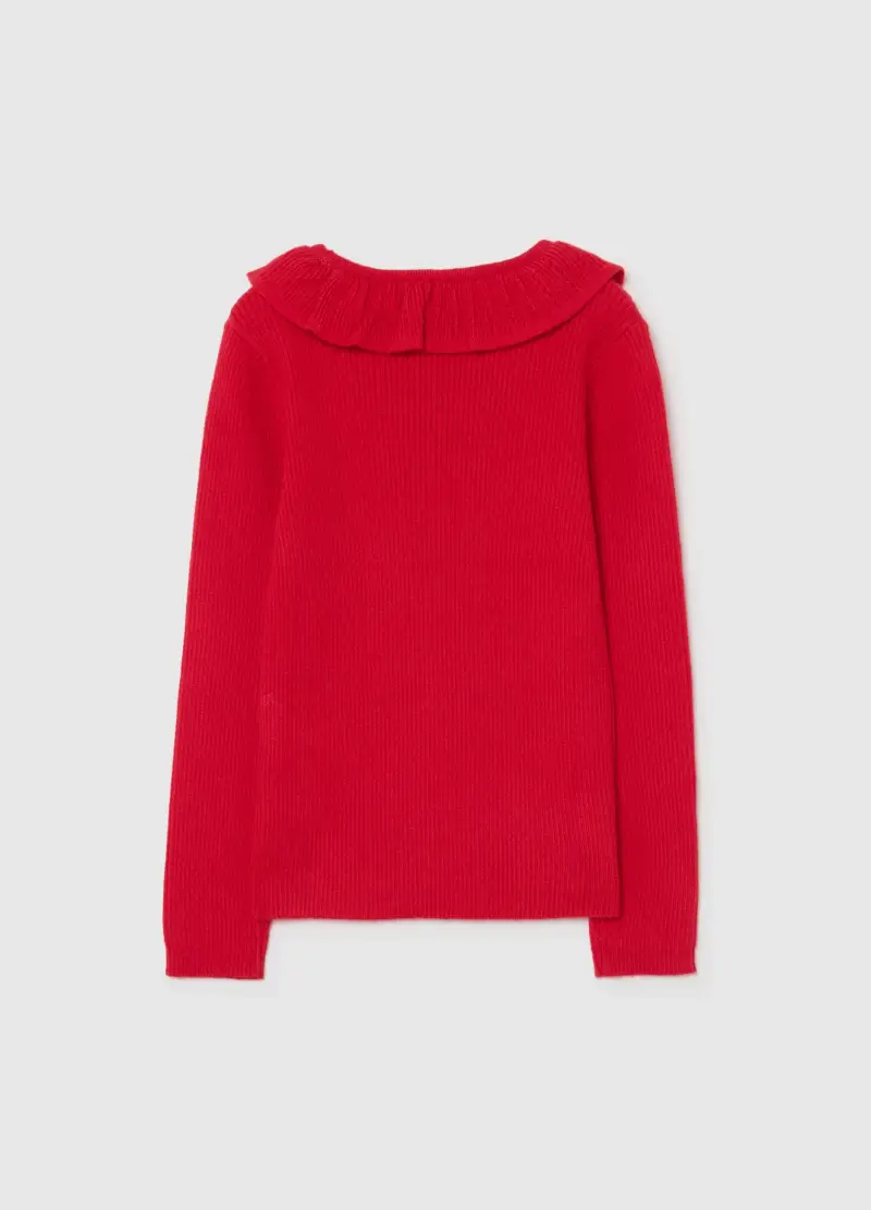 Maglione Con Colletto Rosso Da Bambina Regular Fit, Rosso miniatura 2