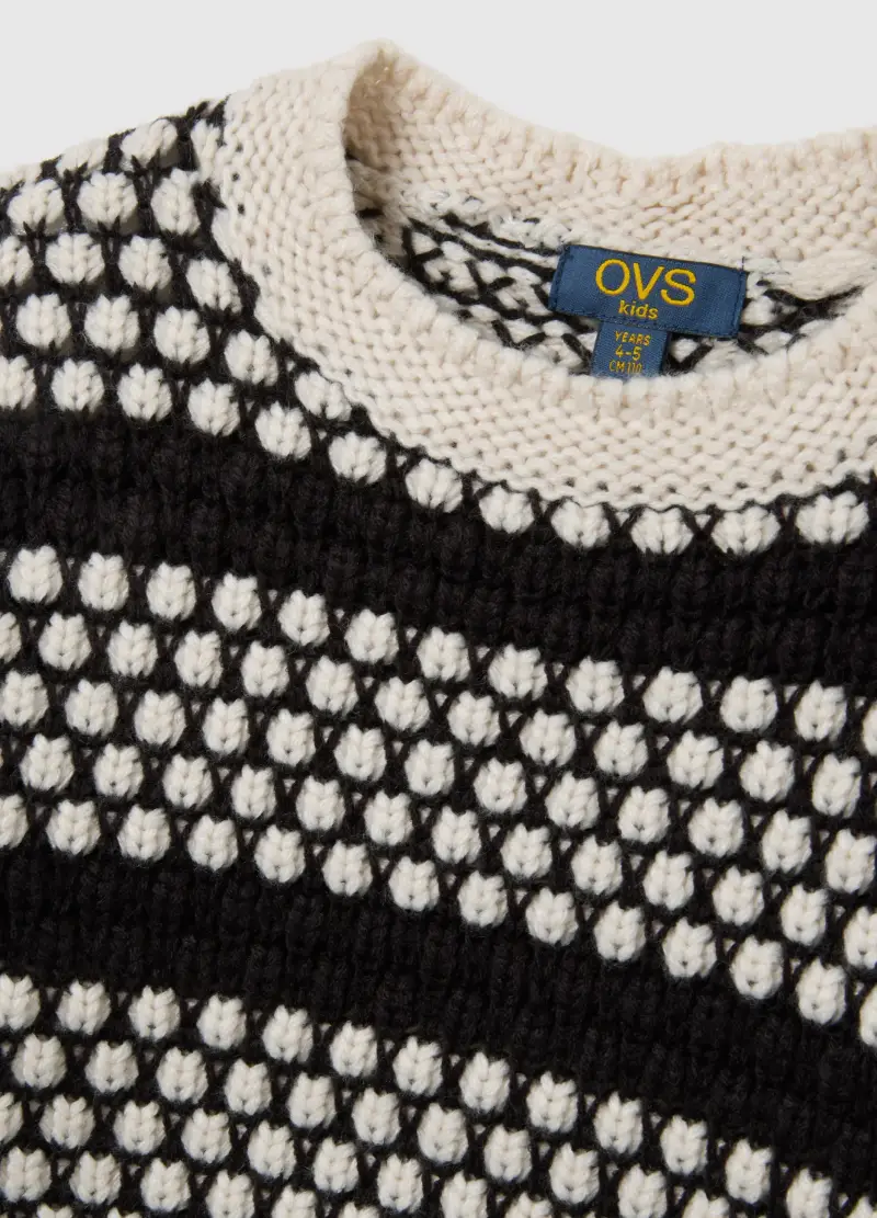 Maglione Da Bambina A Maglia Bicolor, Bianco miniatura 3