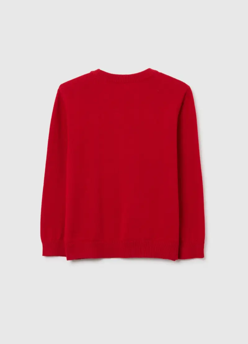 Maglione Da Bambino In Puro Cotone Rosso Vestibilità Over, Rosso miniatura 2