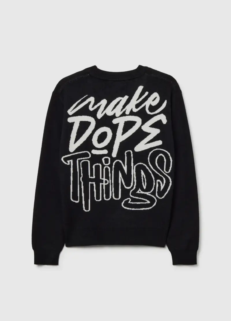 Maglione Da Ragazzo Nero Vestibilità Over, Bambino, Nero miniatura 2