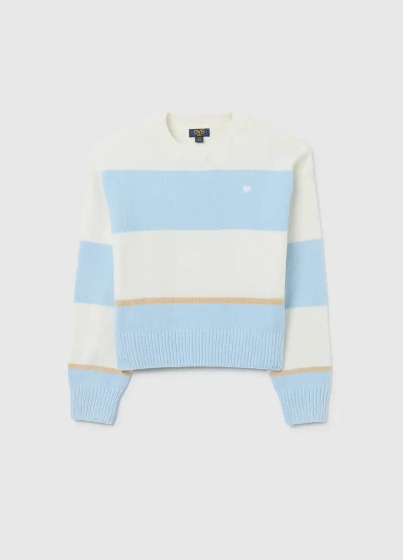 Maglione Girocollo A Righe Multicolor Da Ragazza Regular Fit, Bambina, Multicolor