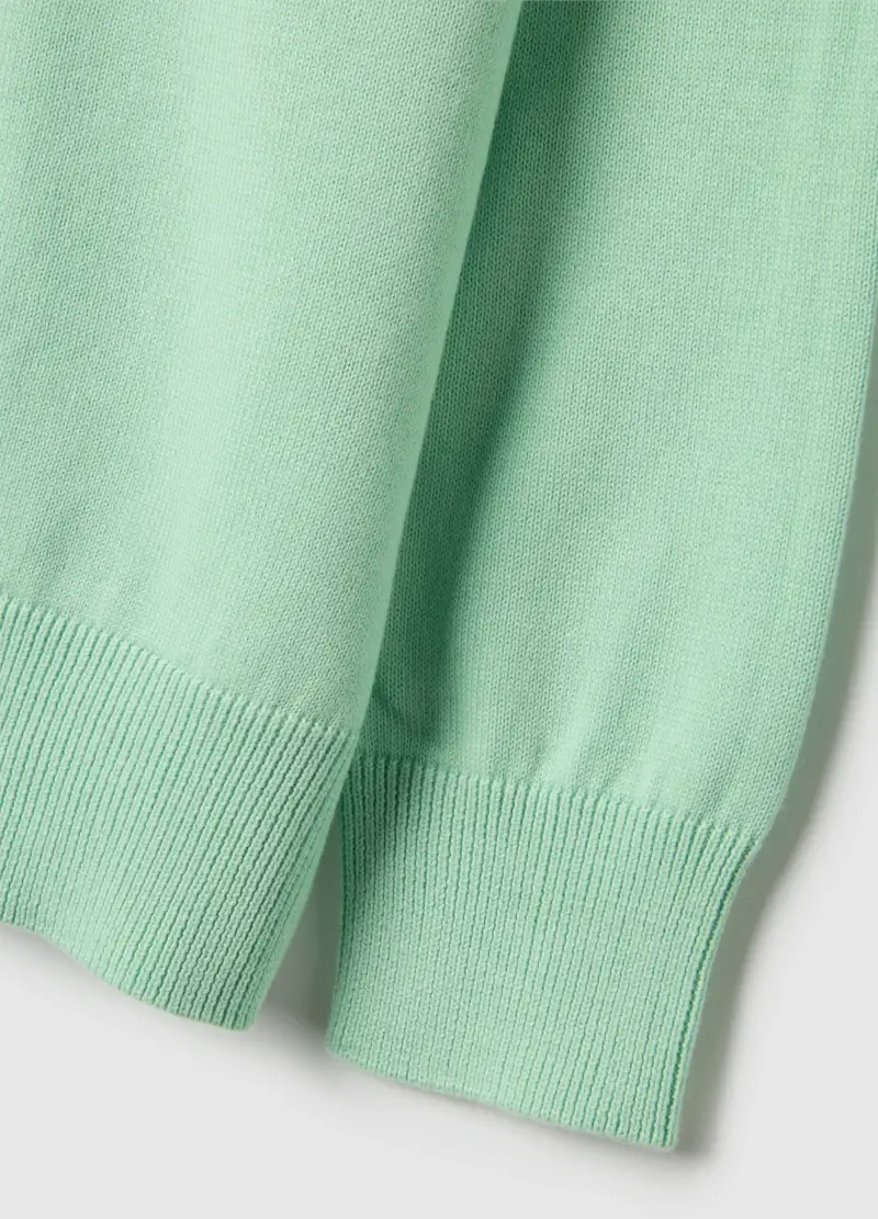 Maglione Girocollo In Puro Cotone Verde Da Bambino Regular Fit, Verde miniatura 3