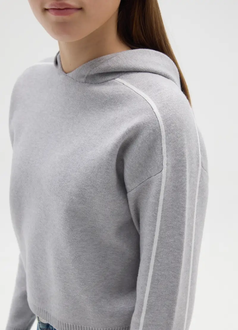 Maglione Grigio Con Cappuccio Da Ragazza Vestibilità Oversize, Bambina, Grigio miniatura 3