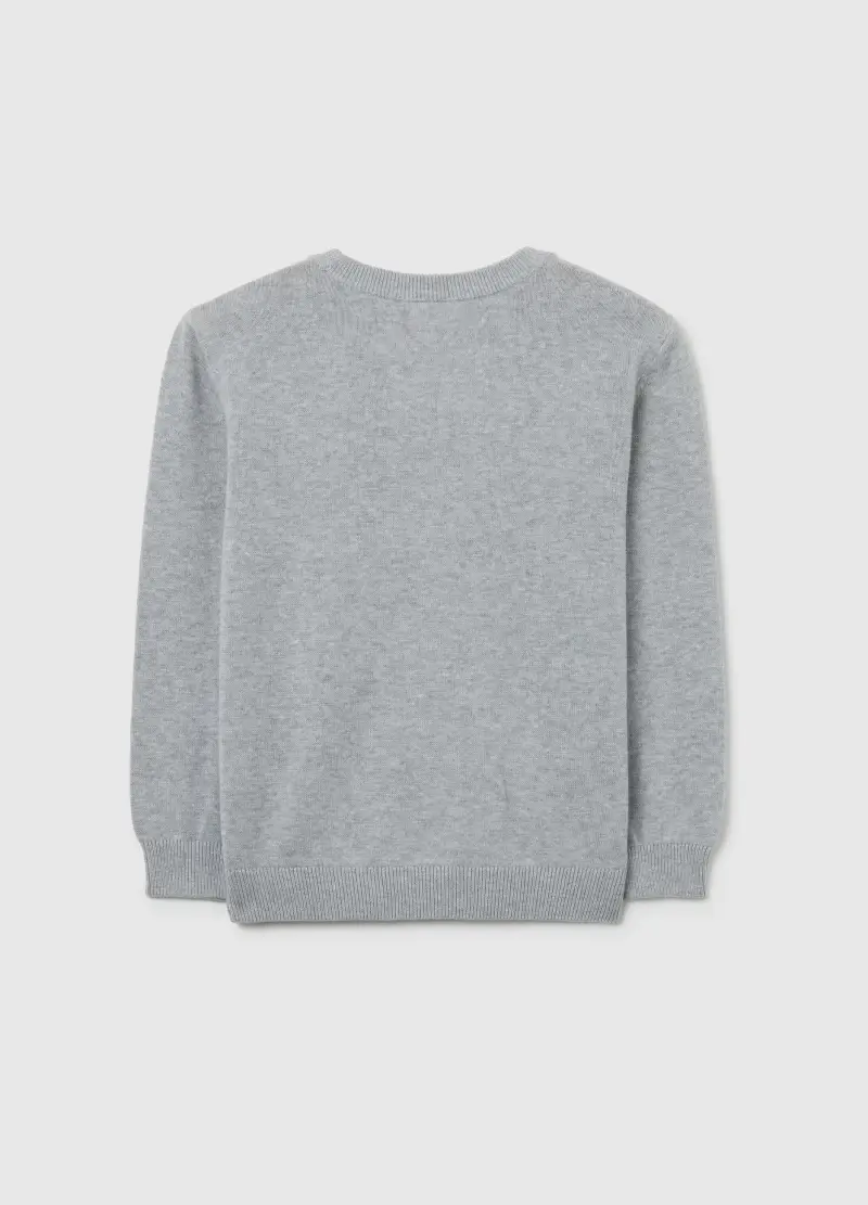 Maglione Grigio Da Bambino In Puro Cotone Vestibilità Over, Grigio miniatura 2