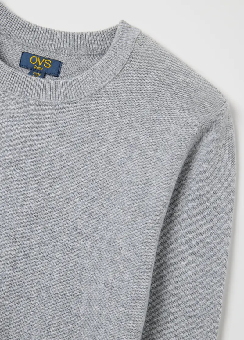 Maglione Grigio Da Bambino In Puro Cotone Vestibilità Over, Grigio miniatura 3