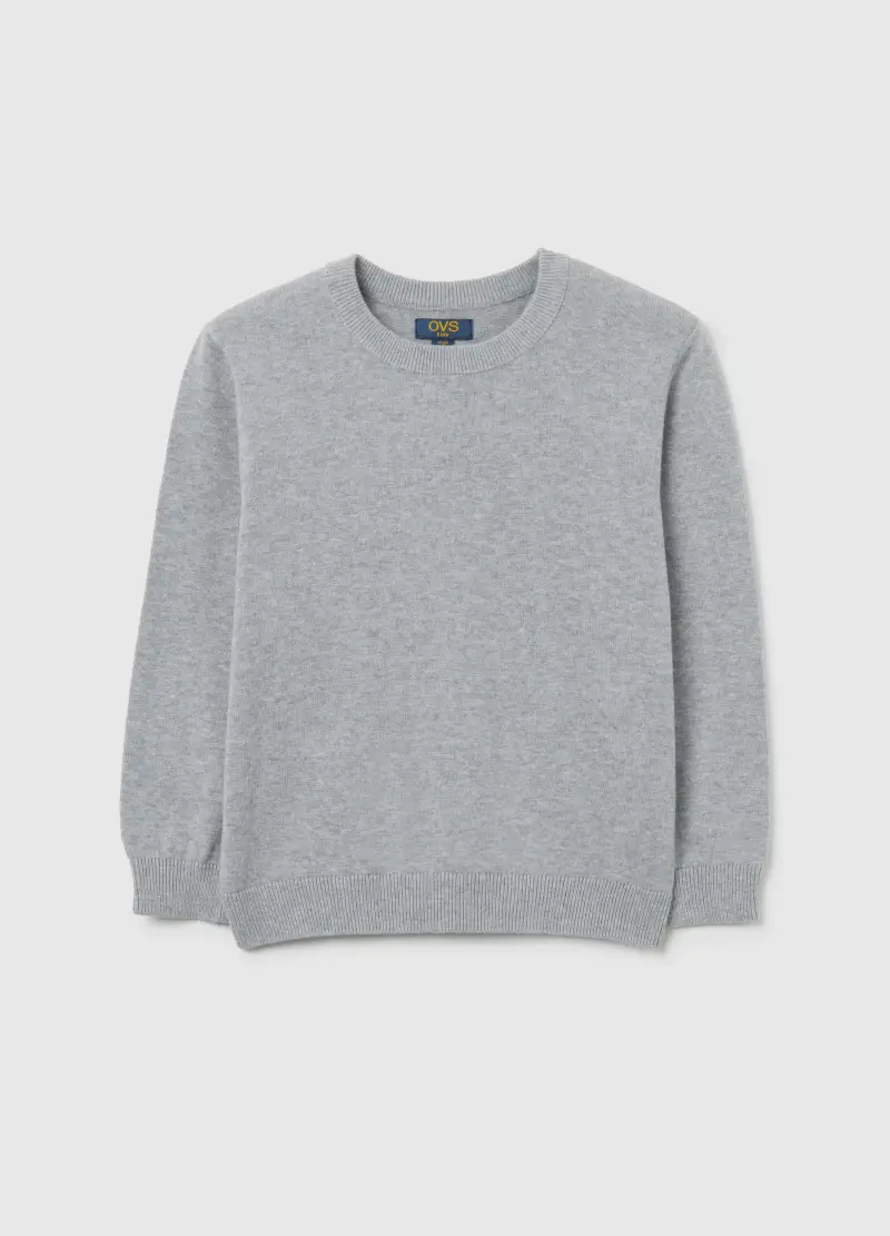 Maglione Grigio Da Bambino In Puro Cotone Vestibilità Over, Grigio
