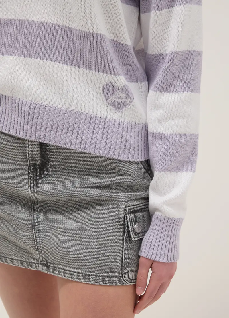 Maglione In Misto Cotone A Righe Multicolor Da Ragazza Regular Fit, Bambina, Multicolor miniatura 3