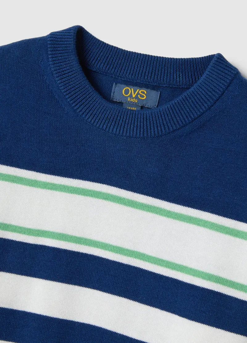 Maglione In Puro Cotone A Righe Multicolor Da Bambino Regular Fit, Multicolor miniatura 3