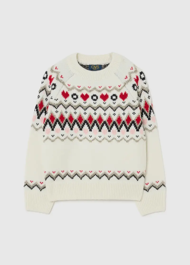 Maglione Multicolor Da Bambina Regular Fit Con Motivo Jacquard, Multicolor