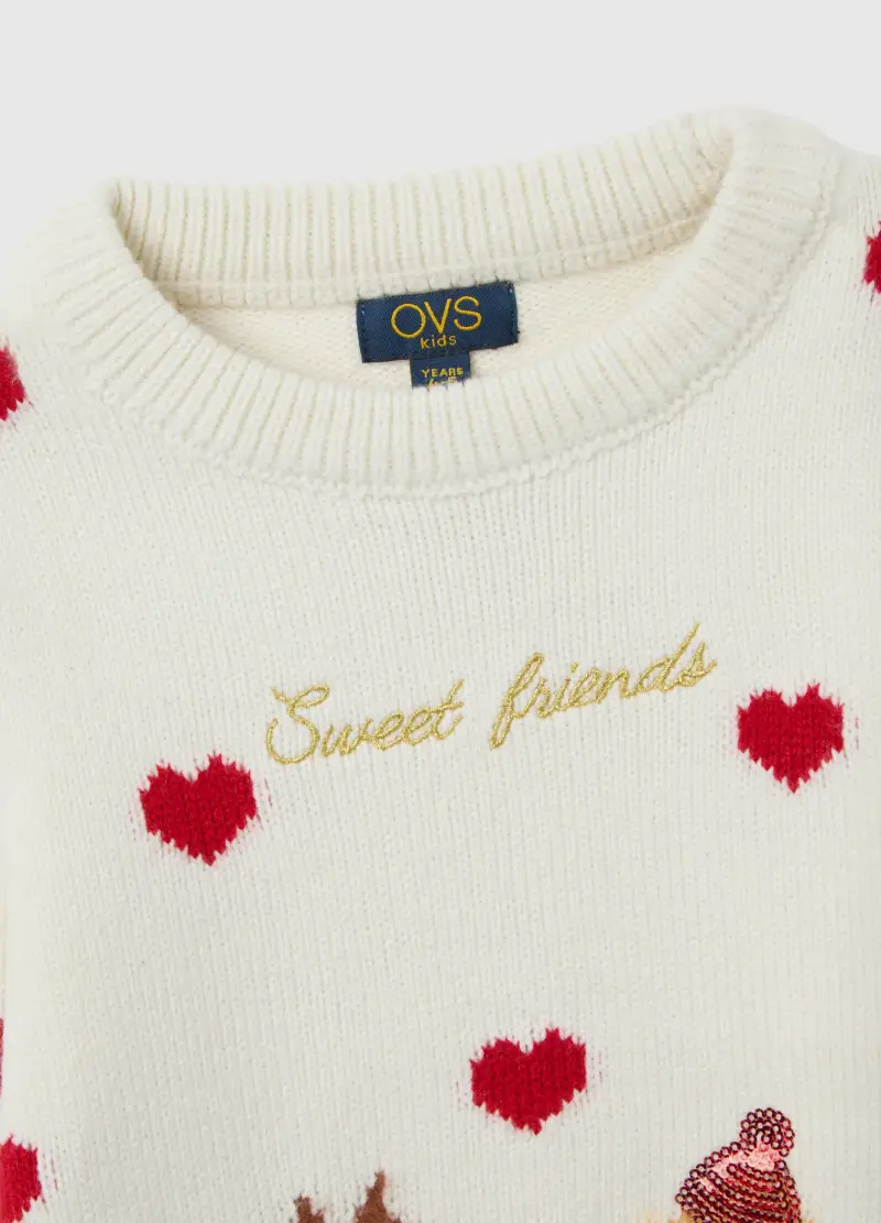 Maglione Multicolor Da Bambina Regular Fit Con Ricami, Multicolor miniatura 3