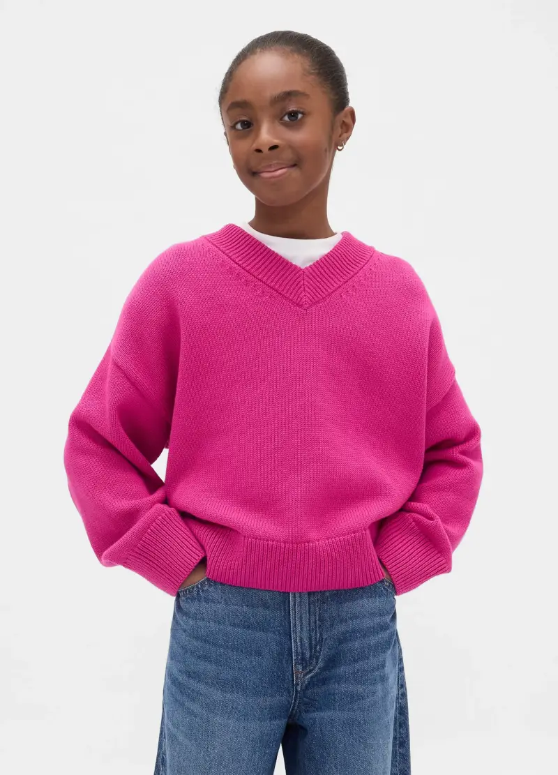 Maglione Rosa Per Bambina In Cotone, Rosa