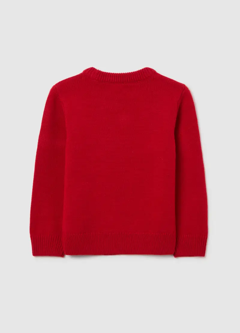 Maglione Rosso Da Bambina Regular Fit Con Motivo A Pinguino, Rosso miniatura 2