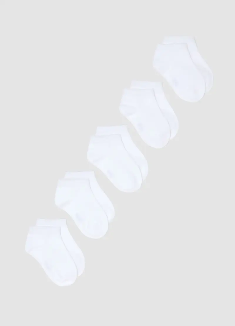 Multipack Calze Corte In Misto Cotone Biologico Bianco Da Bambine, Bambina, Bianco